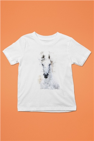 At Beyaz Unisex Çocuk Tişört