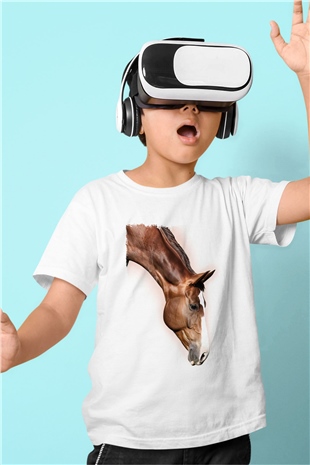 At Beyaz Unisex Çocuk Tişört