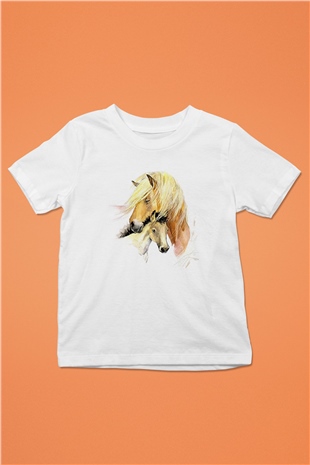 At Beyaz Unisex Çocuk Tişört