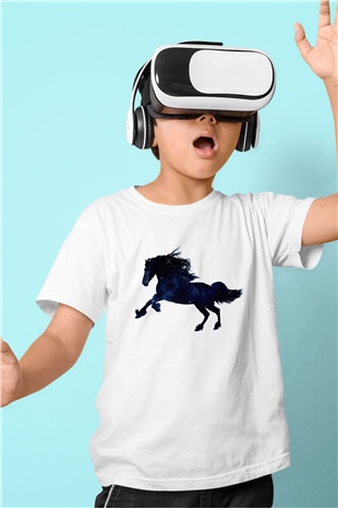 At Beyaz Unisex Çocuk Tişört