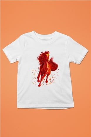 At Beyaz Unisex Çocuk Tişört
