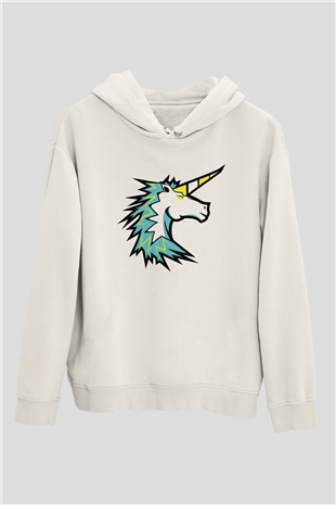At Beyaz Unisex Kapşonlu Sweatshirt