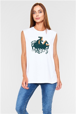 At Beyaz Unisex Kolsuz Tişört