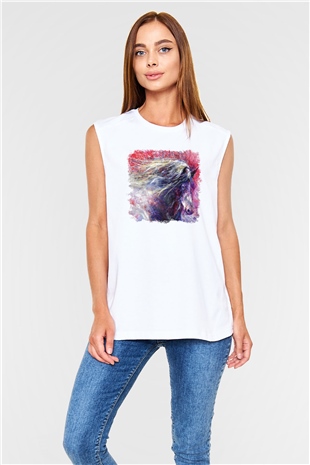 At Beyaz Unisex Kolsuz Tişört