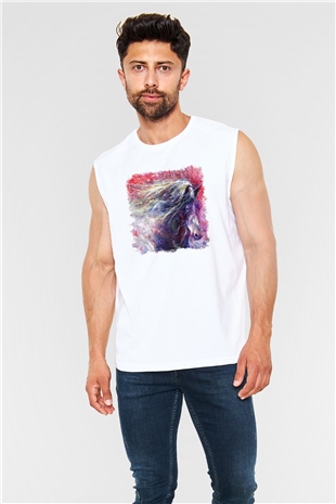 At Beyaz Unisex Kolsuz Tişört