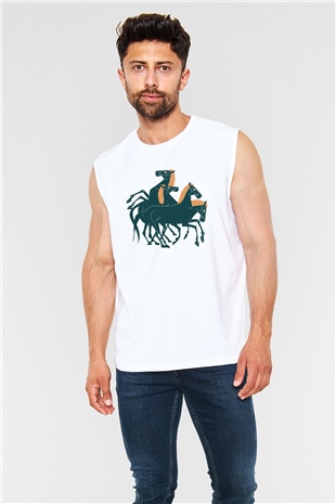 At Beyaz Unisex Kolsuz Tişört