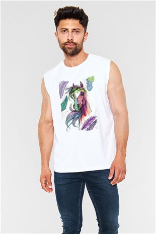 At Beyaz Unisex Kolsuz Tişört