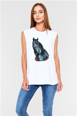 At Beyaz Unisex Kolsuz Tişört