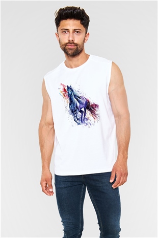 At Beyaz Unisex Kolsuz Tişört
