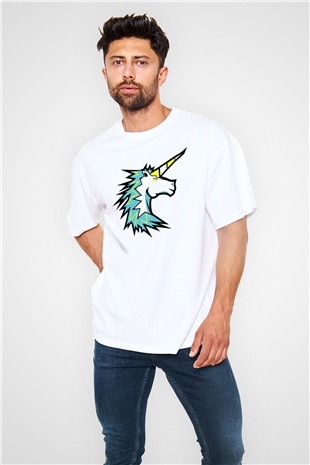 At Beyaz Unisex Oversize Tişört T-Shirt
