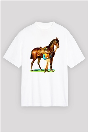 At Beyaz Unisex Oversize Tişört T-Shirt