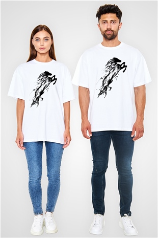 At Beyaz Unisex Oversize Tişört T-Shirt