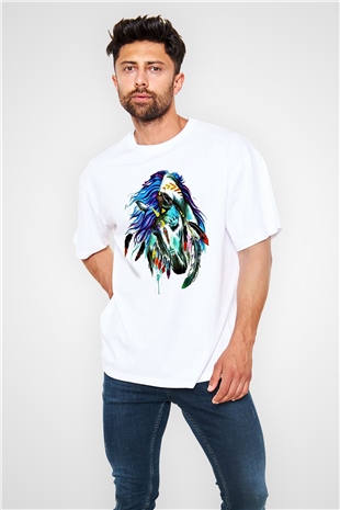 At Beyaz Unisex Oversize Tişört T-Shirt