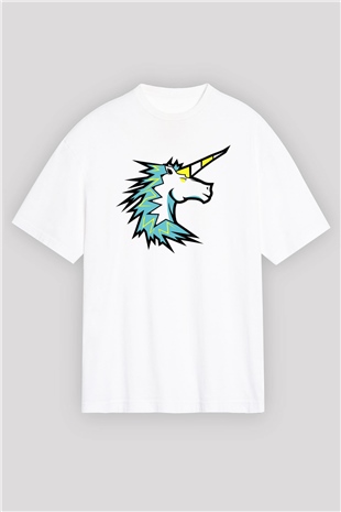 At Beyaz Unisex Oversize Tişört T-Shirt