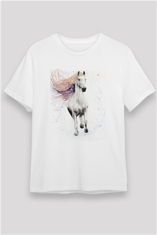 At Beyaz Unisex Tişört T-Shirt - TişörtFabrikası
