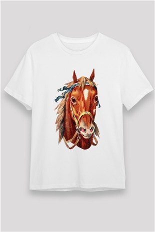 At Beyaz Unisex Tişört T-Shirt - TişörtFabrikası