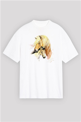 At Beyaz Oversize Tişört Oversize T-shirt - TişörtFabrikası