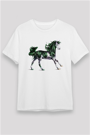 At Beyaz Unisex Tişört T-Shirt - TişörtFabrikası
