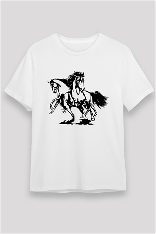 At Beyaz Unisex Tişört T-Shirt - TişörtFabrikası