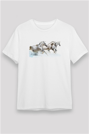At Beyaz Unisex Tişört T-Shirt - TişörtFabrikası