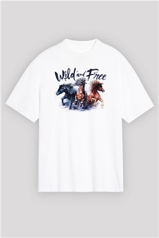 At Beyaz Oversize Tişört Oversize T-shirt - TişörtFabrikası