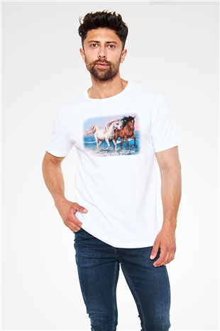 At Beyaz Unisex Tişört T-Shirt - TişörtFabrikası