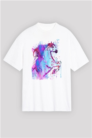 At Beyaz Oversize Tişört Oversize T-shirt - TişörtFabrikası