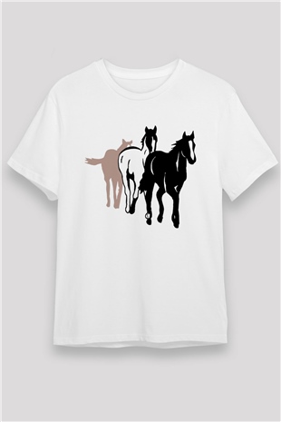 At Beyaz Unisex Tişört T-Shirt - TişörtFabrikası