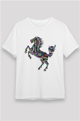 At Beyaz Unisex Tişört T-Shirt - TişörtFabrikası