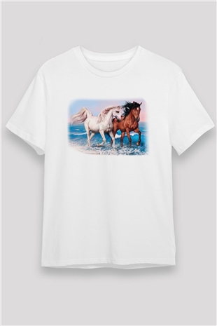 At Beyaz Unisex Tişört T-Shirt - TişörtFabrikası