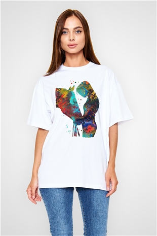 At Beyaz Oversize Tişört Oversize T-shirt - TişörtFabrikası
