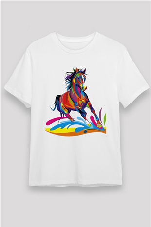 At Beyaz Unisex Tişört T-Shirt - TişörtFabrikası