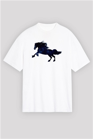 At Beyaz Oversize Tişört Oversize T-shirt - TişörtFabrikası