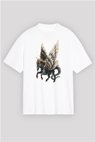 At Beyaz Oversize Tişört Oversize T-shirt - TişörtFabrikası