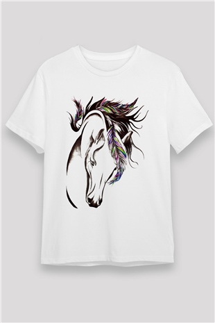 At Beyaz Unisex Tişört T-Shirt - TişörtFabrikası