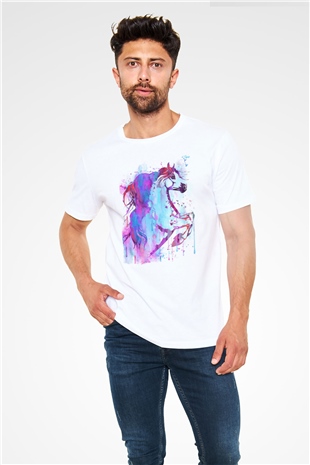 At Beyaz Unisex Tişört T-Shirt - TişörtFabrikası