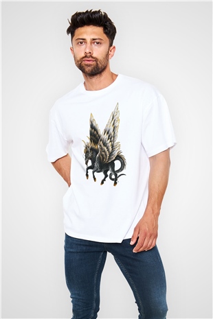 At Beyaz Oversize Tişört Oversize T-shirt - TişörtFabrikası