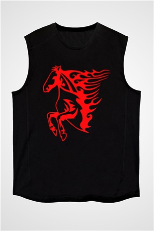 At Siyah Unisex Kolsuz Tişört