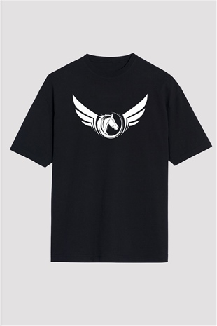 At Siyah Unisex Oversize Tişört T-Shirt