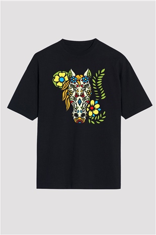 At Siyah Unisex Oversize Tişört T-Shirt