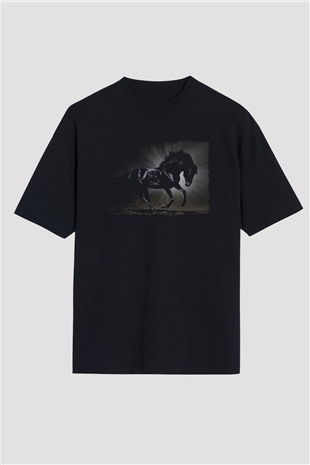 At Siyah Oversize Tişört Oversize T-shirt - TişörtFabrikası
