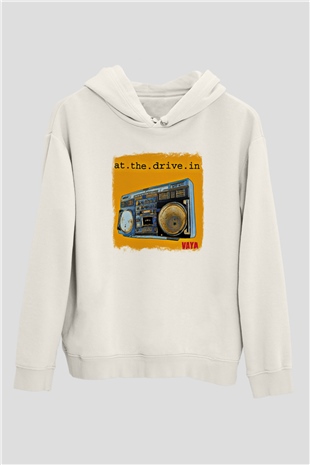 At the Drive-In Baskılı Unisex Beyaz Hoodie