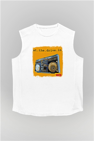 At the Drive-In Baskılı Unisex Beyaz Kolsuz Tişört