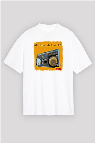 At the Drive-In Baskılı Unisex Beyaz Oversize Tişört
