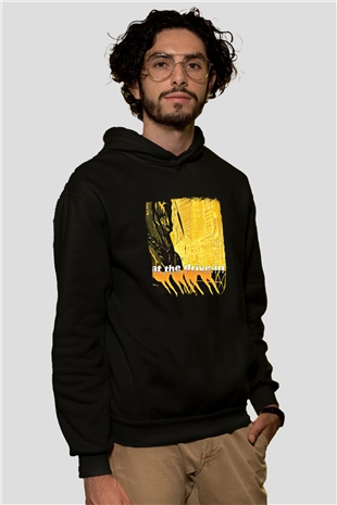 At the Drive-In Baskılı Unisex Siyah Hoodie