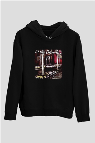 At the Drive-In Baskılı Unisex Siyah Hoodie