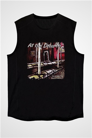 At the Drive-In Baskılı Unisex Siyah Kolsuz Tişört