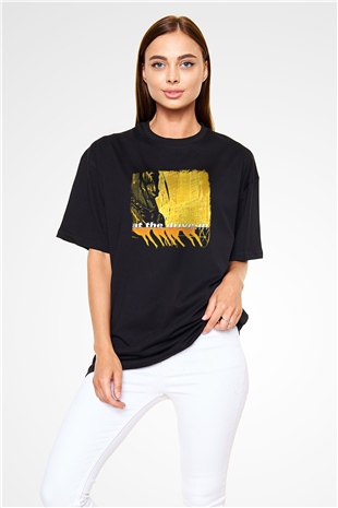 At the Drive-In Baskılı Unisex Siyah Oversize Tişört