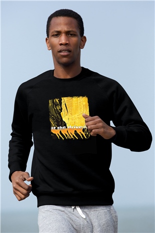 At the Drive-In Baskılı Unisex Siyah Sweatshirt