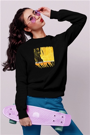 At the Drive-In Baskılı Unisex Siyah Sweatshirt